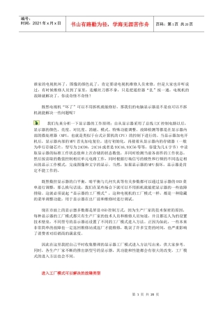CRT显示器进入工厂模式的方法