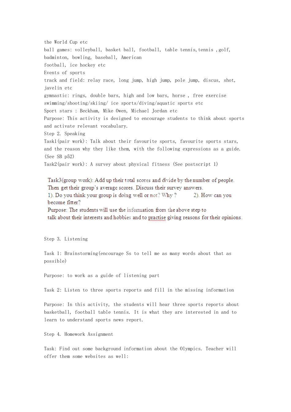 第一分校高一英语 Unit8 sports教案-人教版高一全册英语教案_第2页