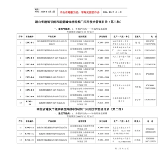 《湖北省建筑节能和新型墙体材料推广应用技术管理目录》（第二批