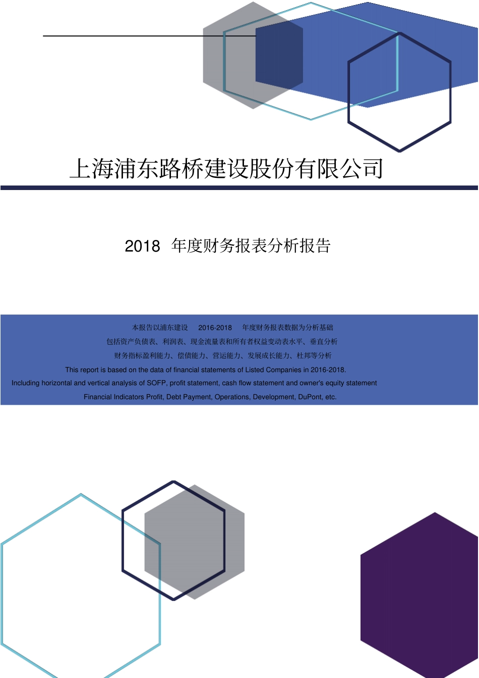 上海浦东路桥建设股份有限公司2018年度财务报表分析报告_第1页