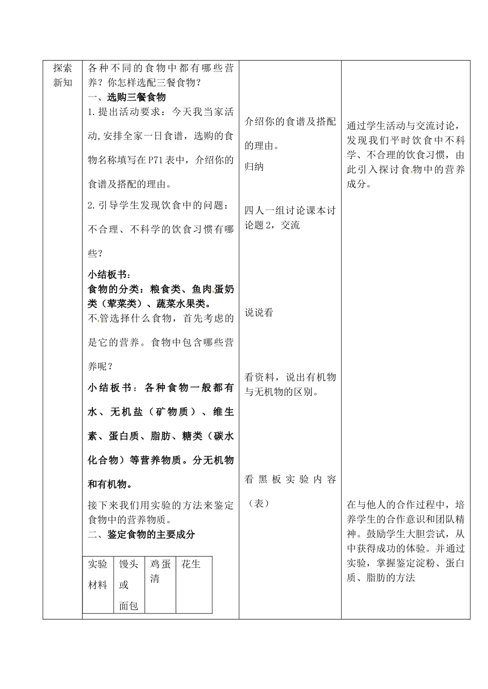 七年级生物上册 3.5.1 饮食与健康教案 （新版）苏科版-（新版）苏科版初中七年级上册生物教案_第2页