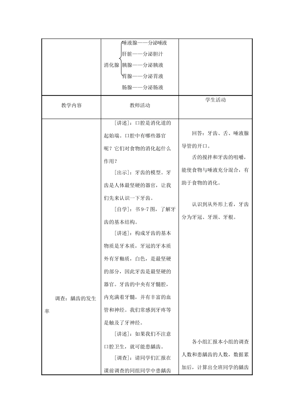 七年级生物下册 第4单元 生物圈中的人 第二节 人体的消化与吸收名师教案 苏教版_第3页