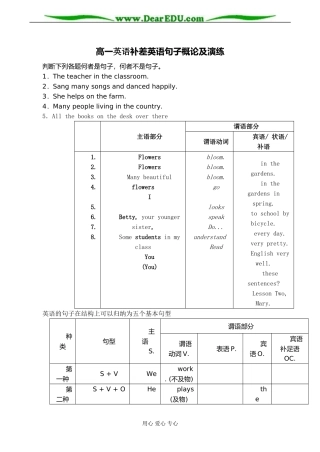 高一英语补差英语句子概论及演练