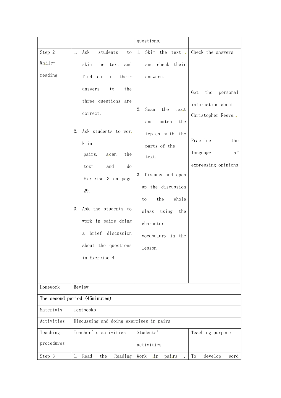 高中英语 Unit2 Heroes Lesson4教案 北师大版必修1-北师大版高一必修1英语教案_第2页