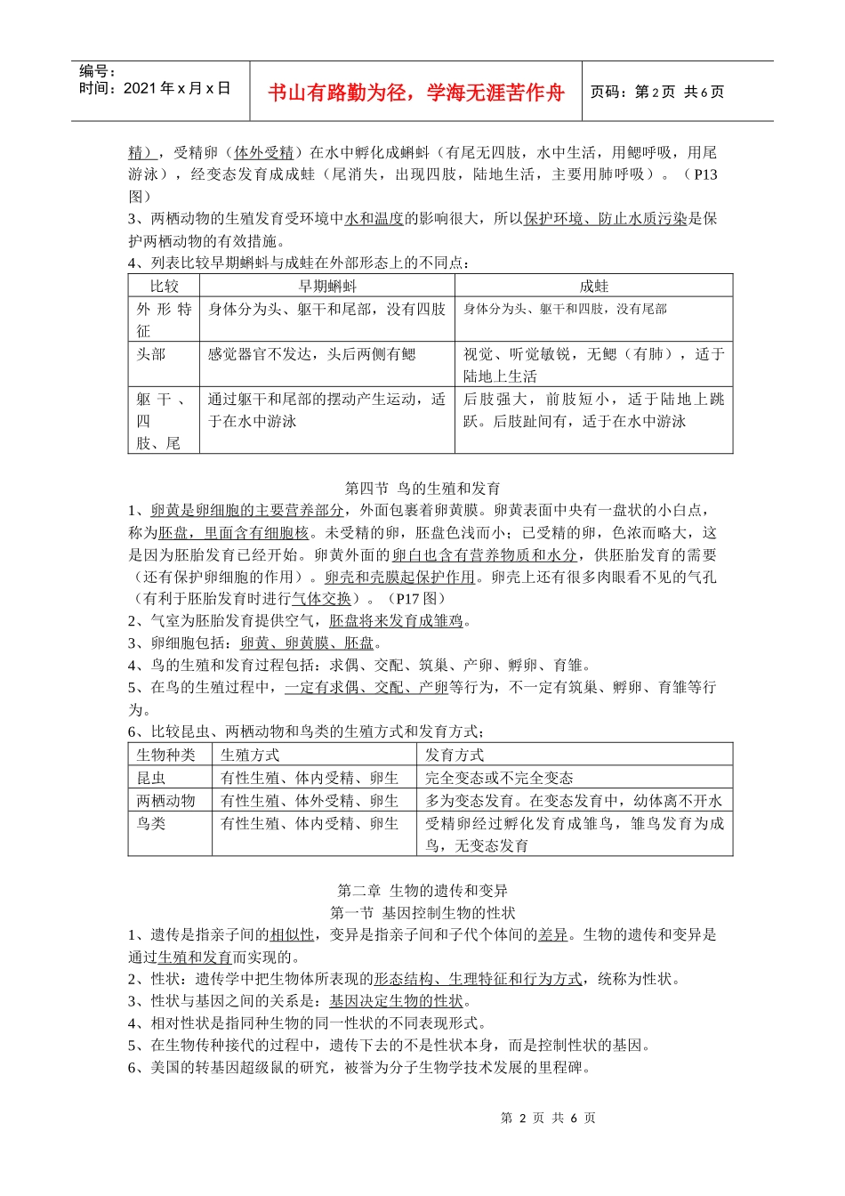 八年级下册生物期末复习提纲(威严版)_第2页