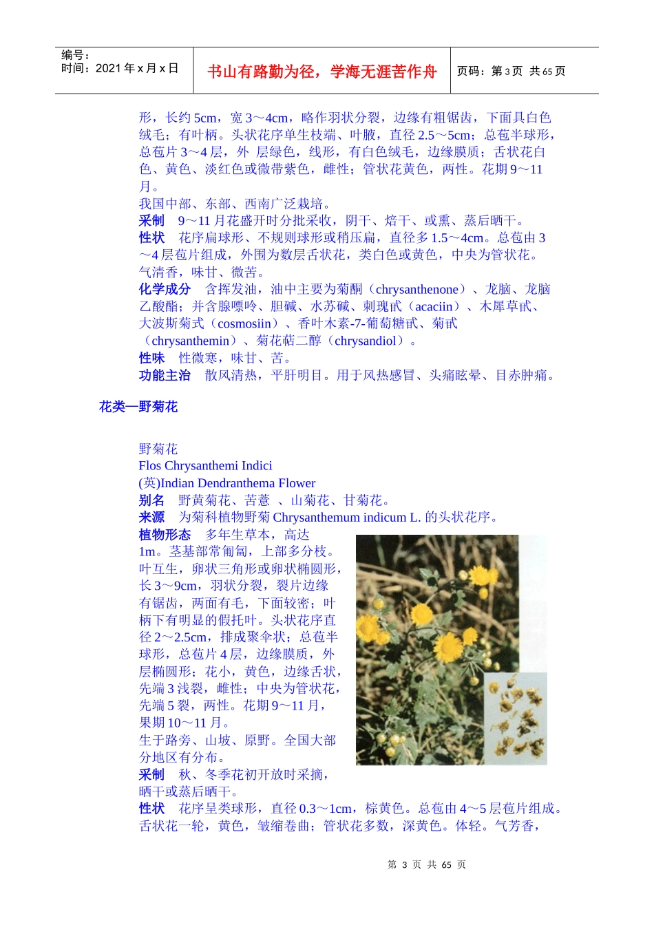 中草药字典 花种 类 Microsoft Word 文档_第3页