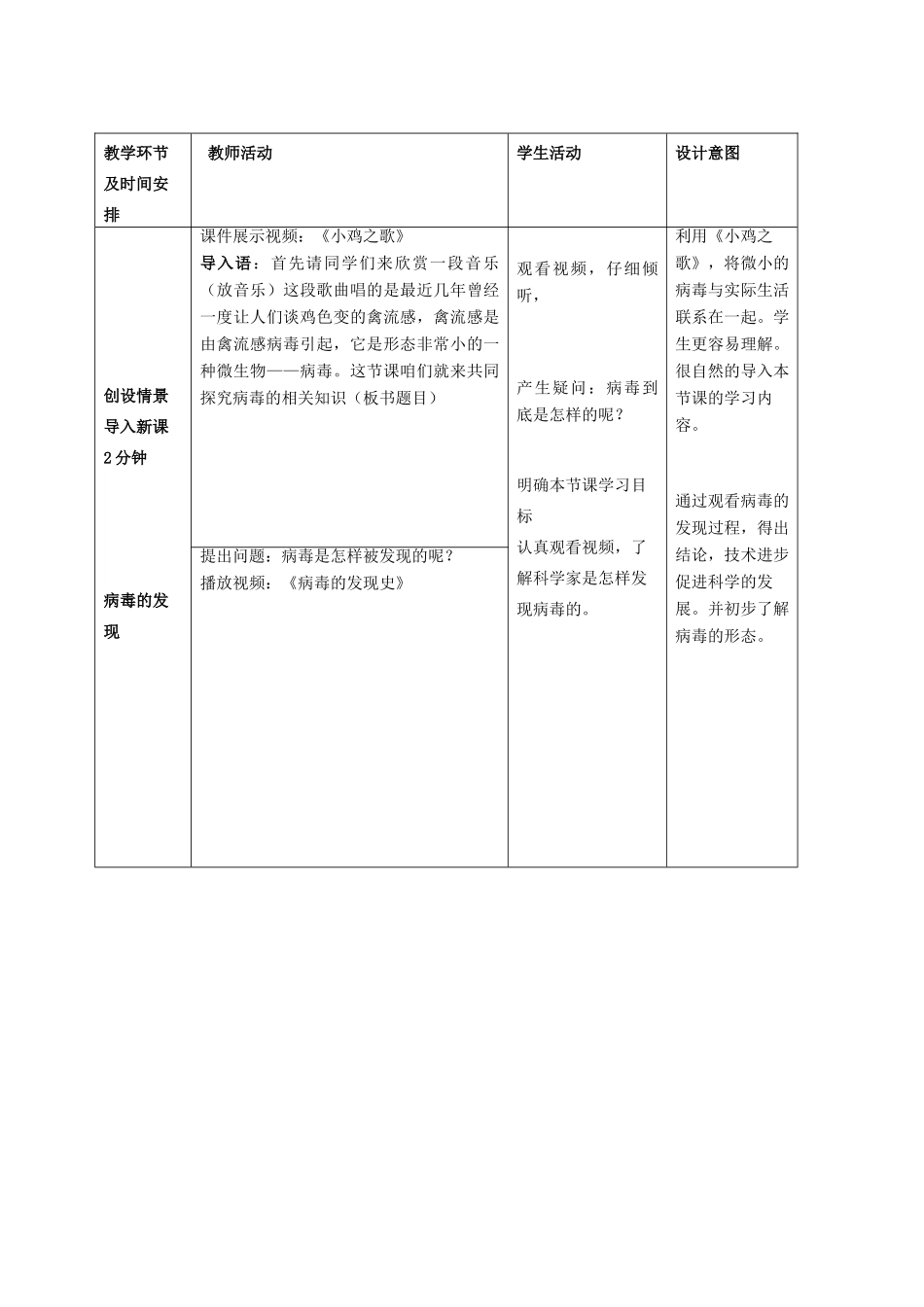 七年级生物上册 第二单元 第三章 第一节 病毒教学设计 济南版-济南版初中七年级上册生物教案_第2页
