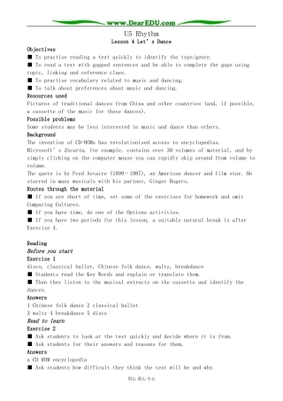 北师版英语必修2U5 Rhythm--Lesson 4 Let’s Dance