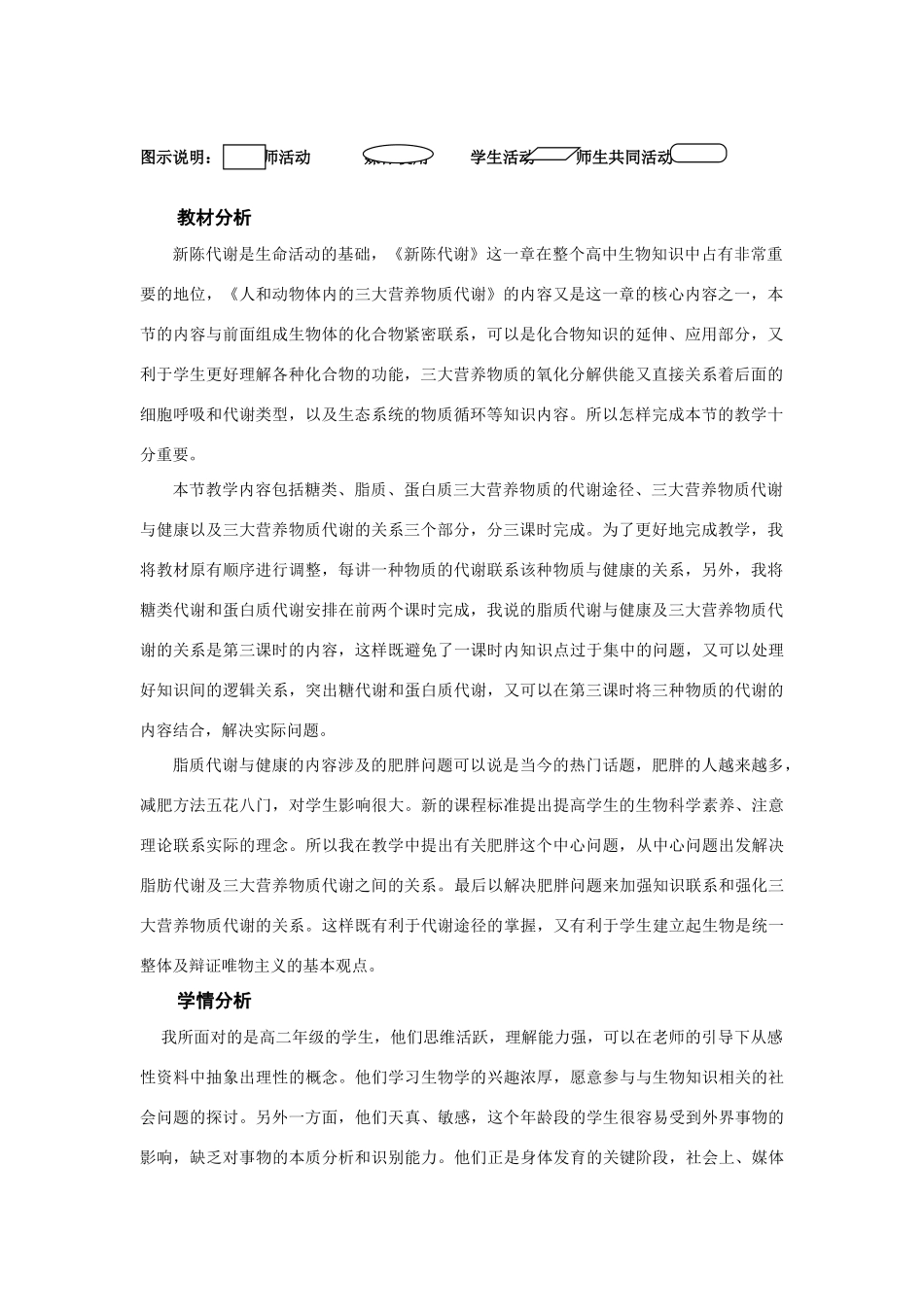 高中生物 《脂质代谢及三大营养物质代谢的关系》说课稿_第2页