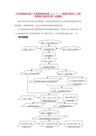 高中生物 《脂质代谢及三大营养物质代谢的关系》说课稿