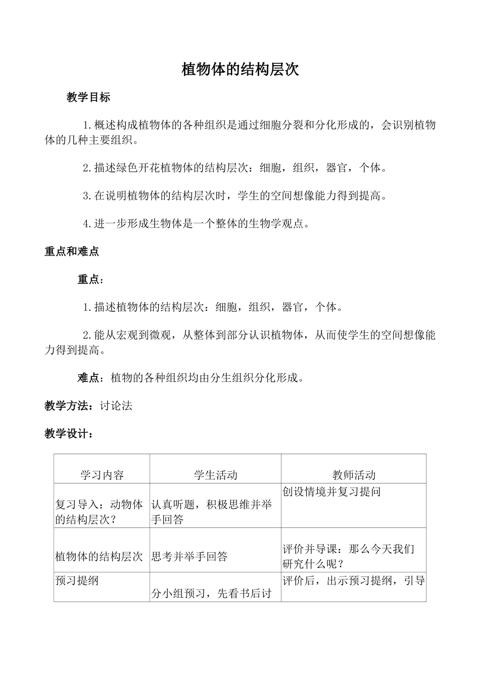 人教版七年级生物上册 植物体的结构层次_第1页