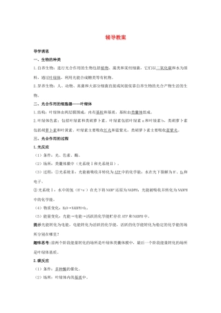 高中生物 第五节光合作用辅导教案 浙科版