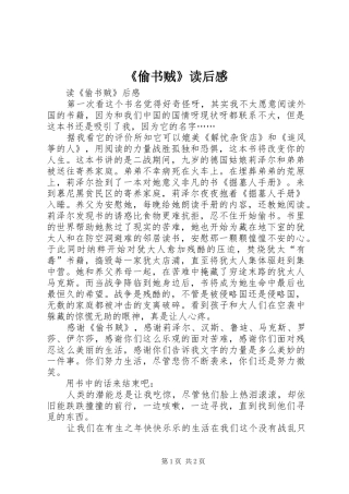 《偷书贼》读后感 