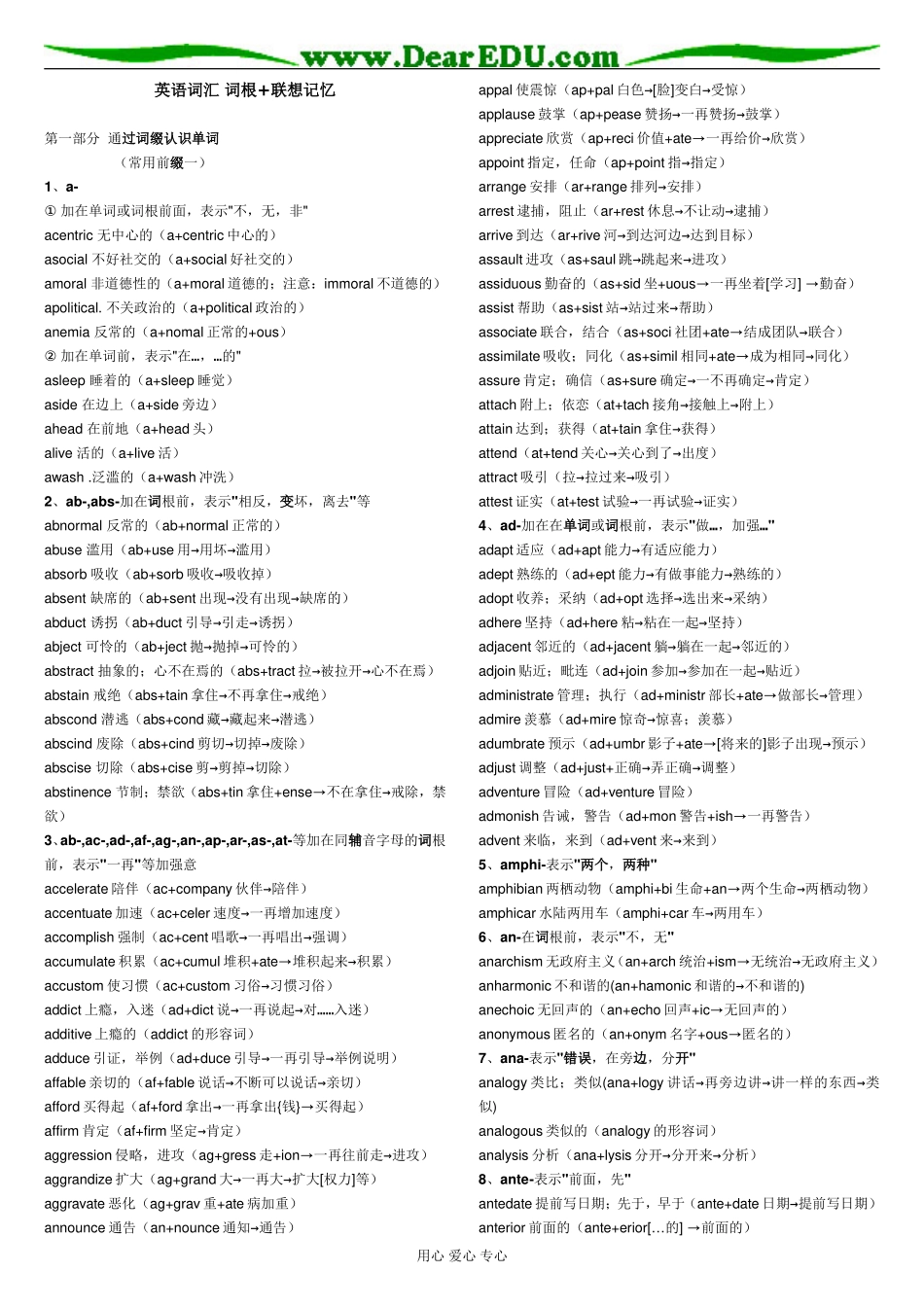 高三英语词汇 词根+联想记忆_第1页