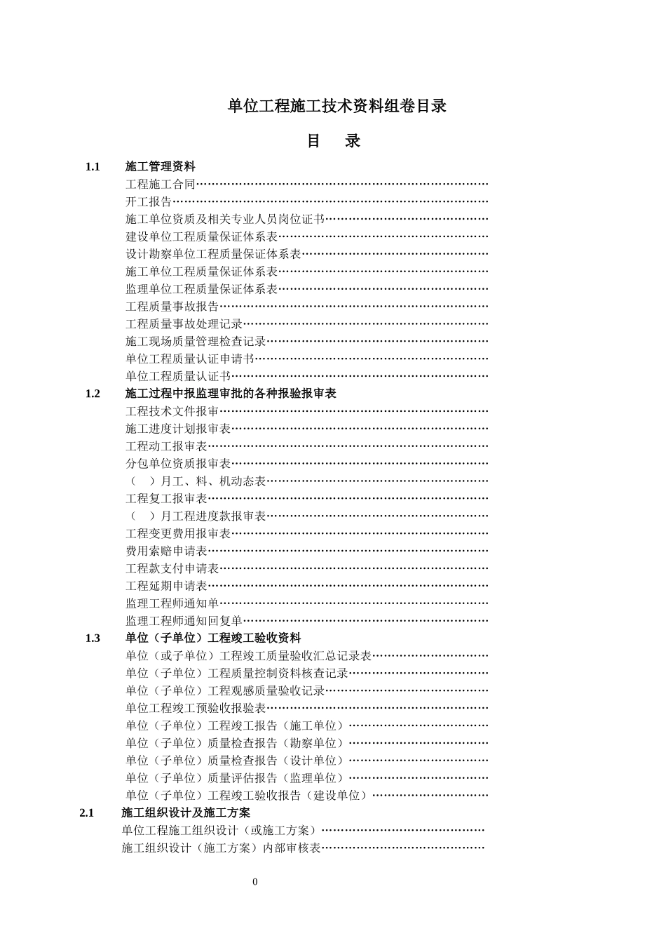 XXXX矿建工程技术资料表格之工程管理资料_第1页