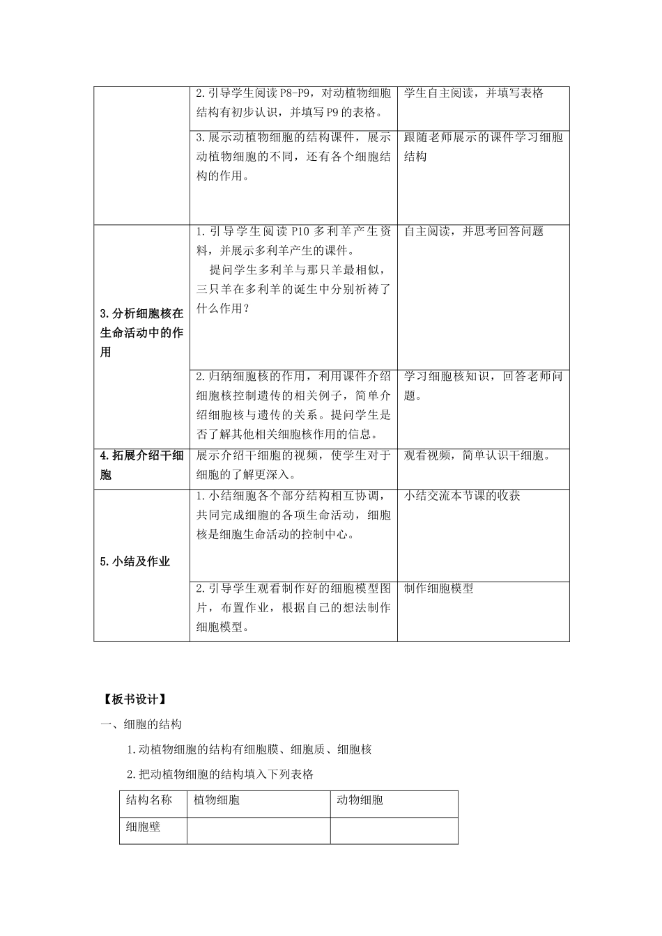 七年级生物下册 第8章 第1节《生物体的基本结构（第2课时）》教案 （新版）苏科版_第3页