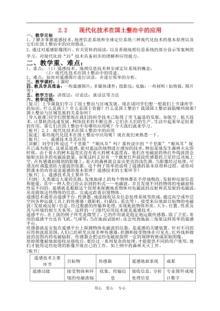 高中地理2.2现代化技术在国土整治中的应用2教案人教版选修2
