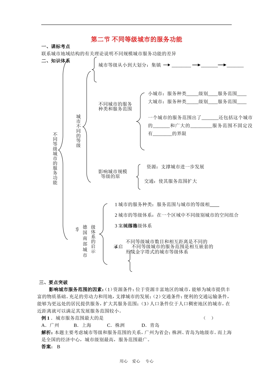 高中地理2.2　不同等级城市的服务功能 教案5人教版必修2_第1页