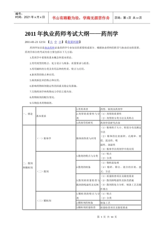 XX年执业药师考试大纲——药剂学3312722914