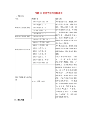 高考政治二轮专题突破 专题11 思想方法与创新意识教案-人教版高三全册政治教案