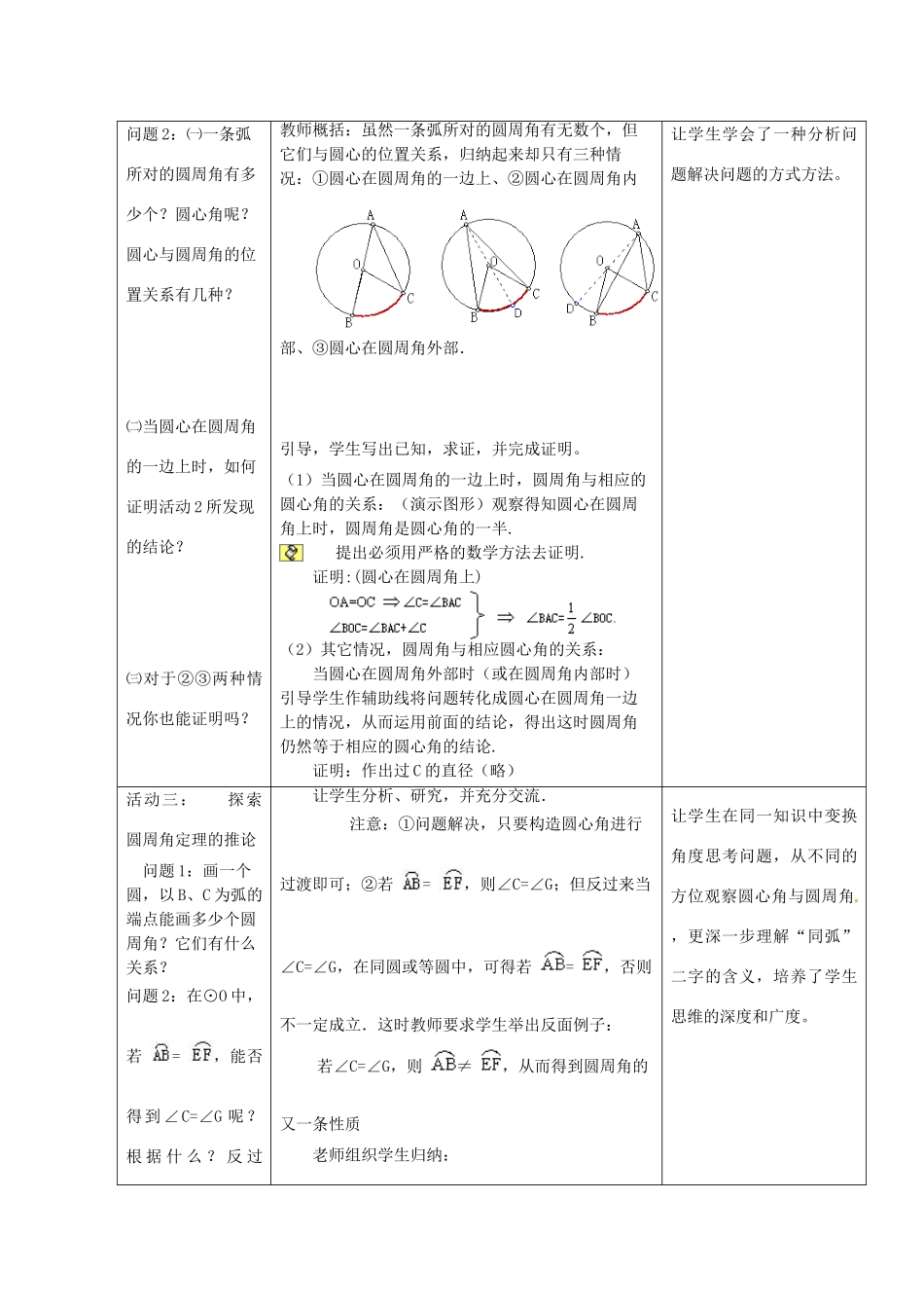 辽宁省瓦房店市第八初级中学九年级数学上册《24.1.4 圆周角》教学设计 人教新课标版_第3页