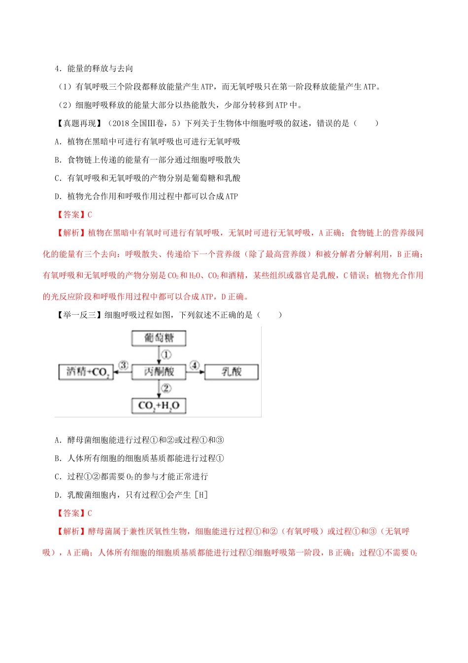 高考生物二轮复习 专题05 光合作用与细胞呼吸（讲）（含解析）-人教版高三全册生物教案_第3页