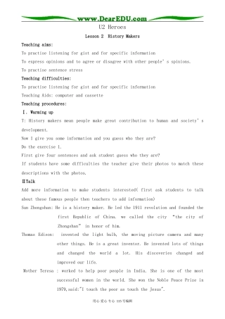 北师大版高中英语必修1U2 Heroes--Lesson 2  History Makers