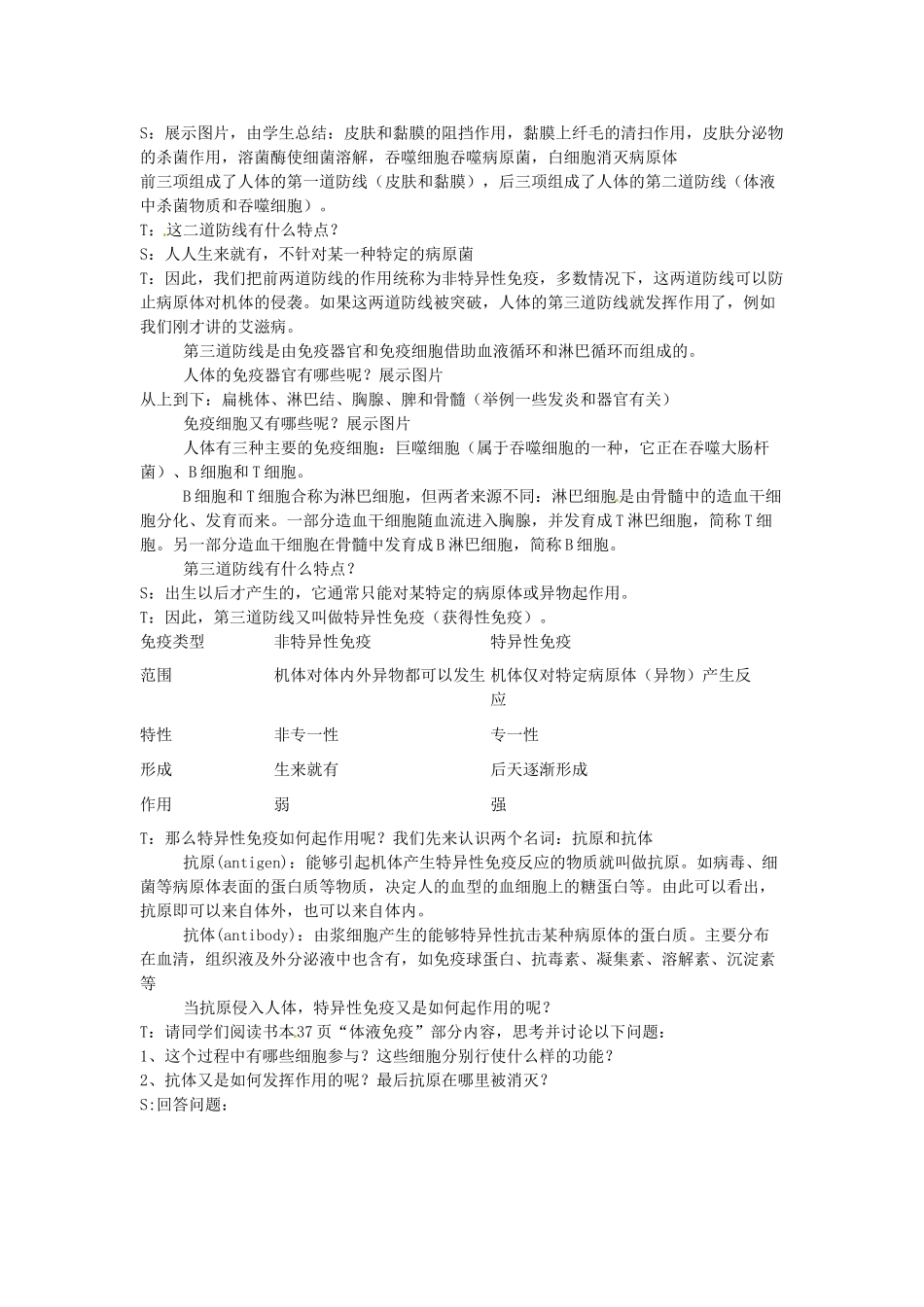 高中生物 2.4免疫调节教学设计 苏教版必修3-苏教版高二必修3生物教案_第2页