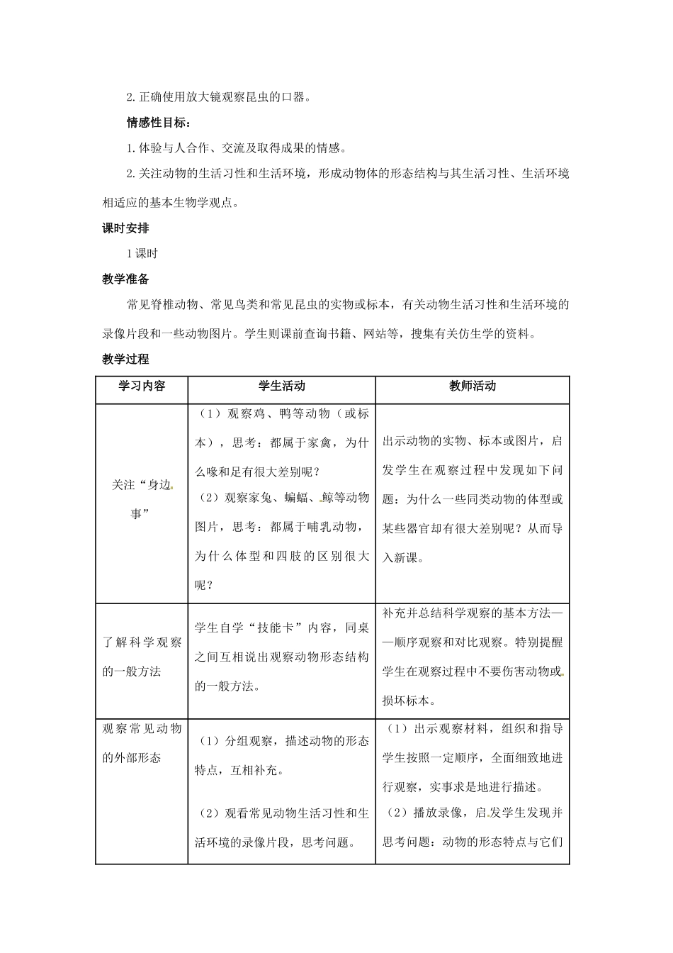 七年级生物上册 第四章 第一节 在实验室里观察动物教案 冀教版_第2页