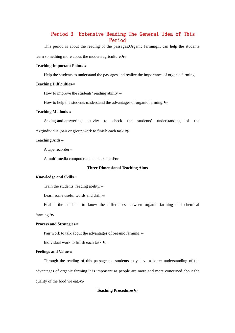 高中英语 Period 3　Extensive Reading（Unit 2 Working the land）优秀教案 新人教版必修4_第1页