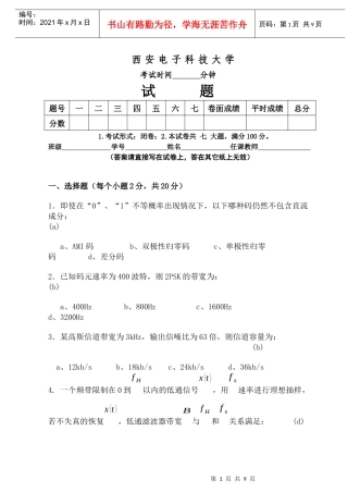 __08年下学期通信原理考题答案