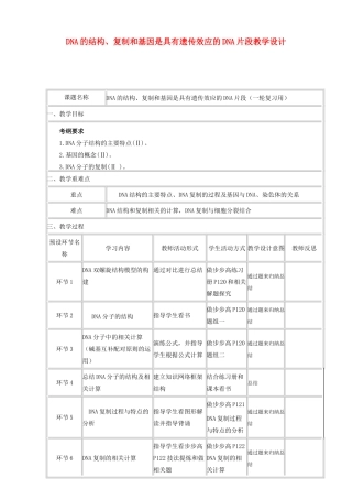 高中生物 DNA的结构、复制和基因是具有遗传效应的DNA片段教学设计 新人教版-新人教版高中全册生物教案