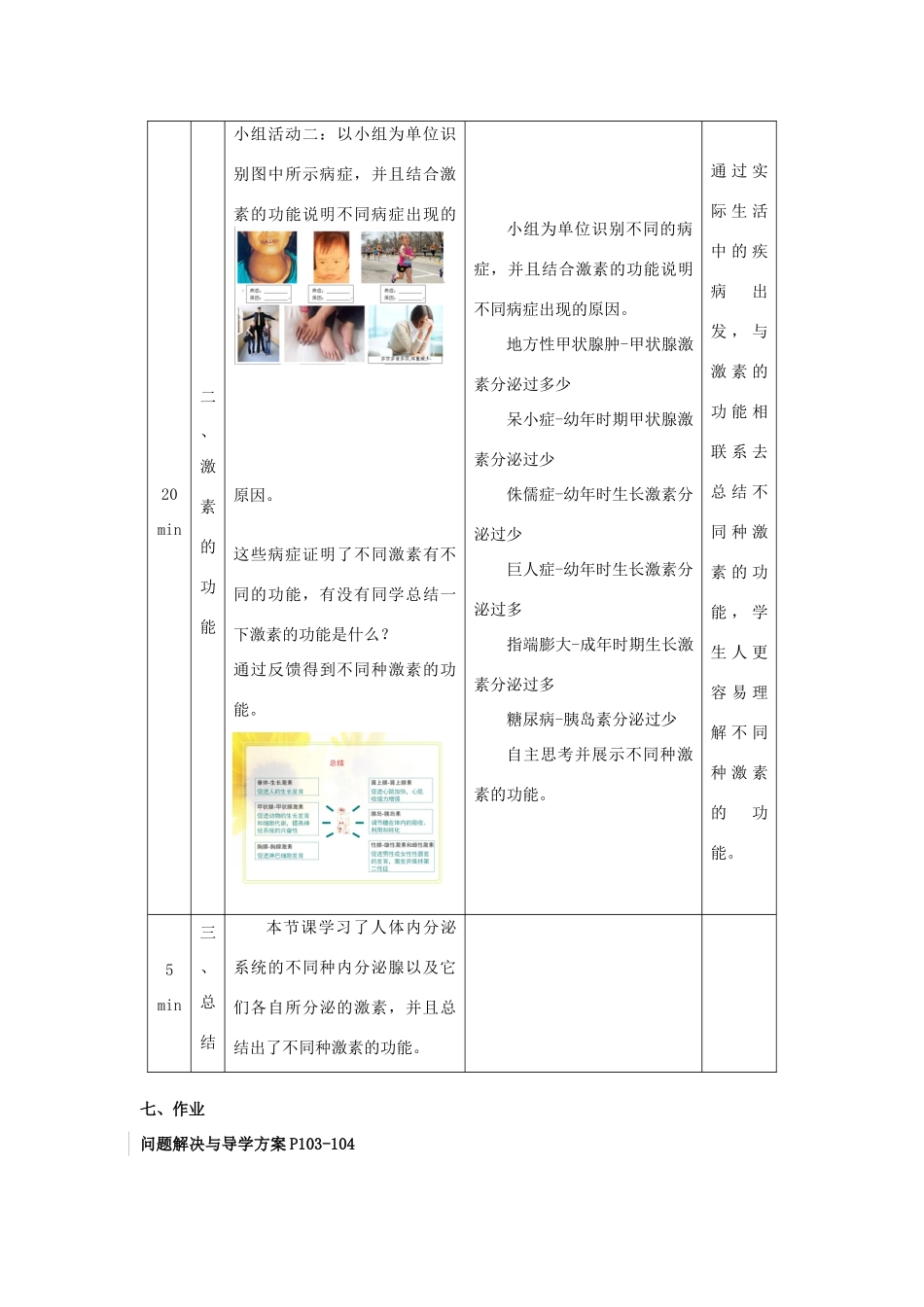秋七年级生物下册 12.1 人体的激素调节教学设计 （新版）苏教版-（新版）苏教版初中七年级下册生物教案_第3页