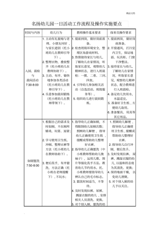 幼儿园一日活动工作流程及操作实施要点