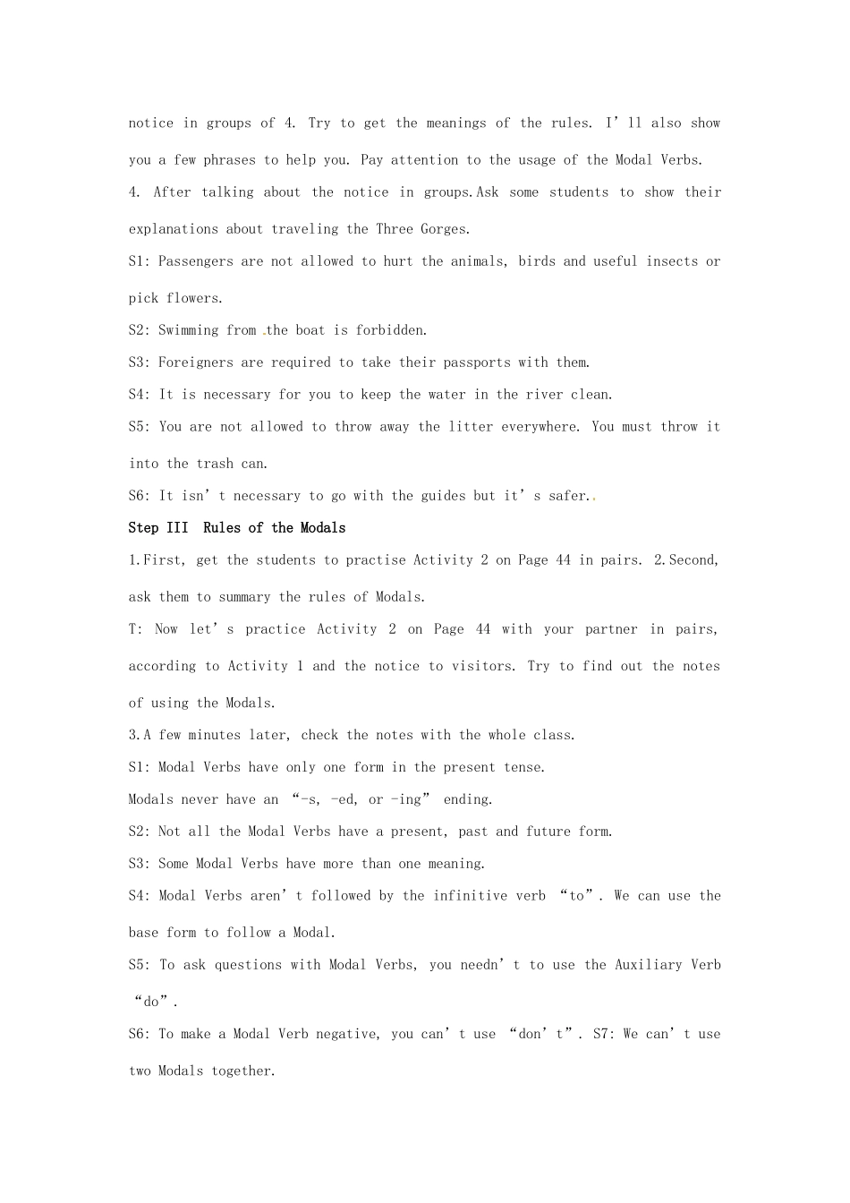 高中英语 Module5 A Trip Along the Three Gorges教案 外研版必修4-外研版高一必修4英语教案_第3页