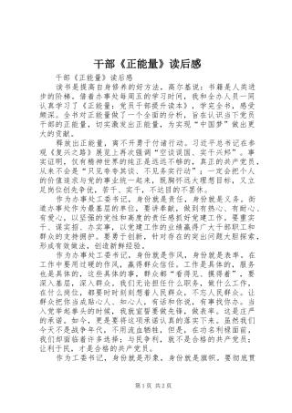 干部《正能量》读后感 