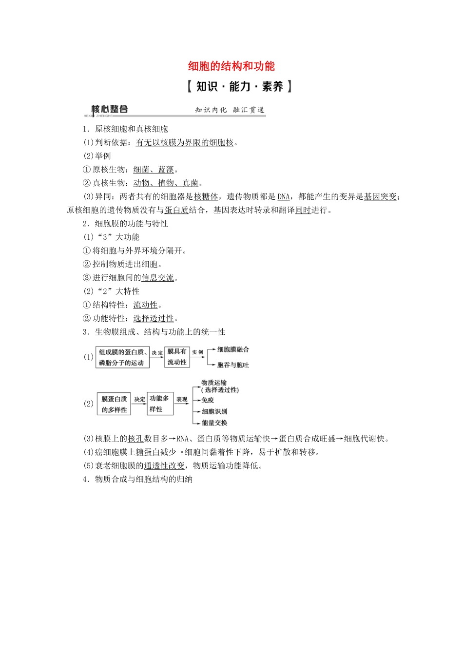 （通用版）高考生物二轮复习 第1部分 专题1 细胞的分子组成、结构、功能和物质运输 考点2 细胞的结构和功能教案-人教版高三全册生物教案_第1页