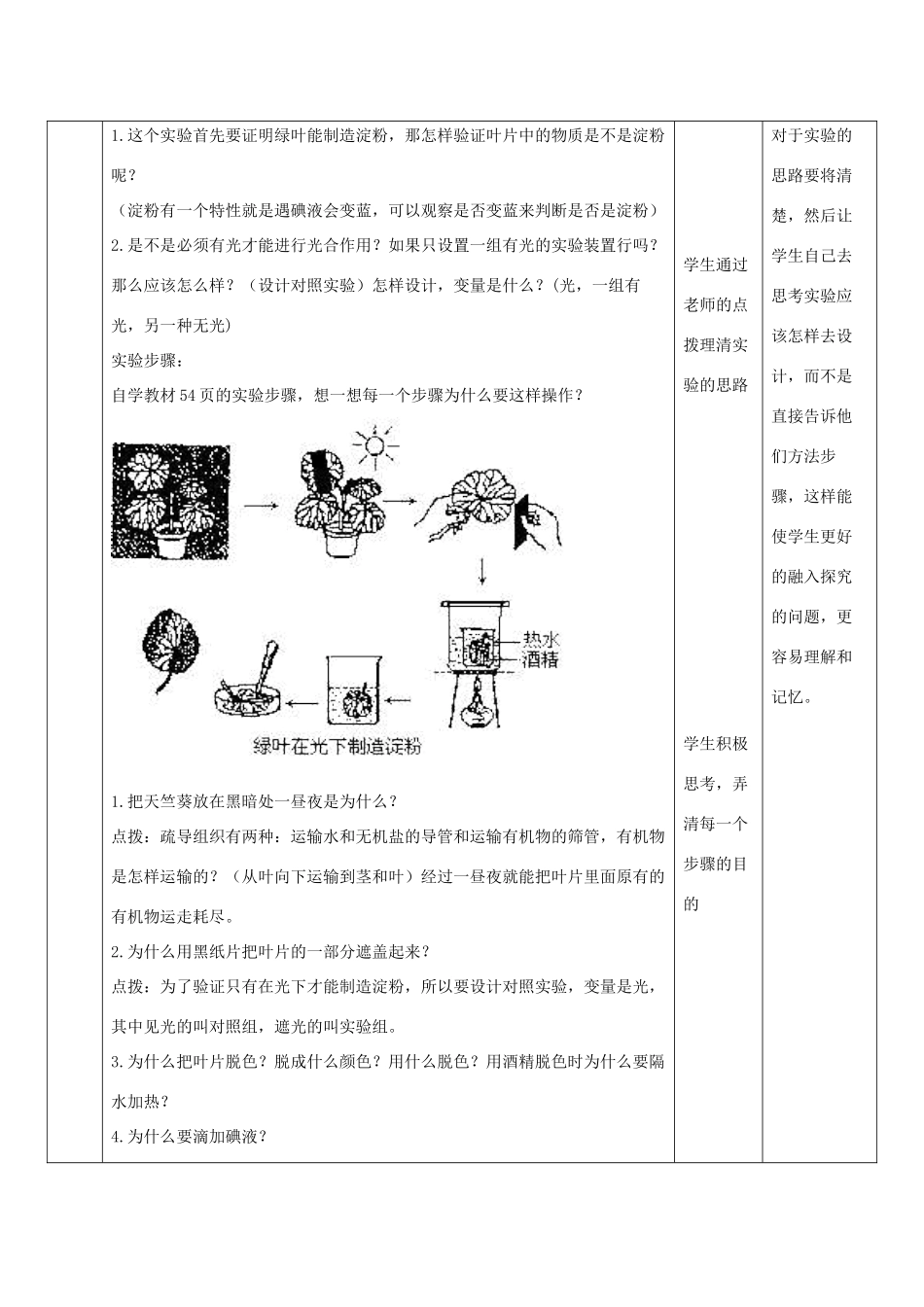七年级生物上册 2.1.3《绿色植物的光合作用》第一课时教案 （新版）济南版-（新版）济南版初中七年级上册生物教案_第3页