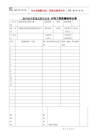 主体分部分项工程质量验收记录