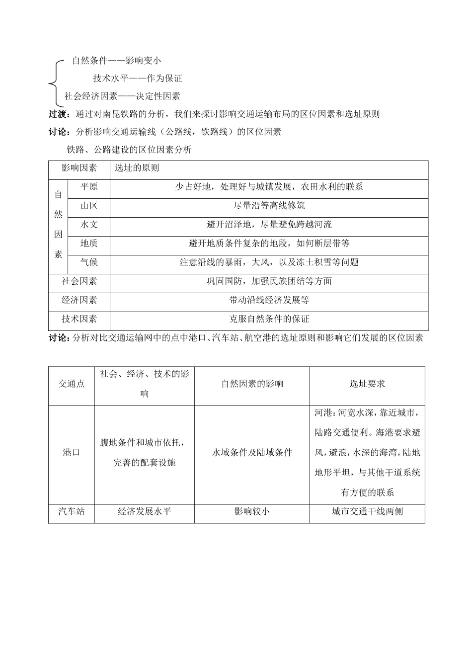 高中地理：5．1交通运输方式和布局教学设计人教版必修2_第3页
