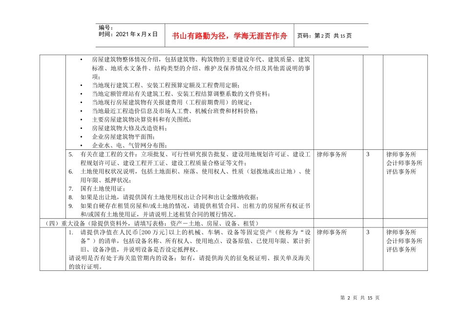 五矿钨业整合项目尽职调查资料调研安排（自硬）_第2页