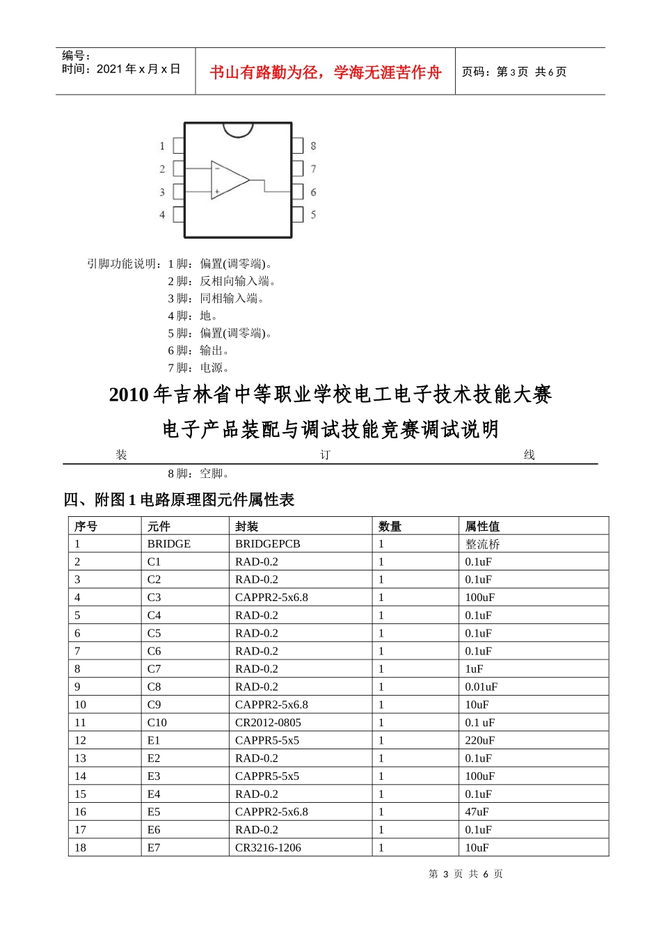 XXXX年电子产品装配与调试试题1调试说明_第3页