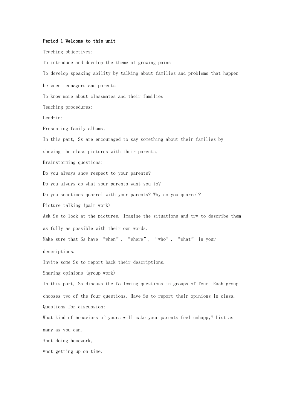 高中英语 Unit 2 Growing Pains(1-12课时)教案 牛津版必修1_第2页