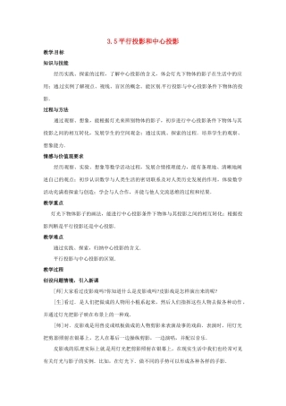 九年级数学下册 35 平行投影和中心投影教案 湘教版