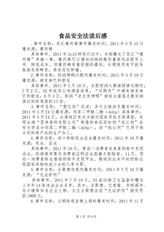 食品安全法读后感 