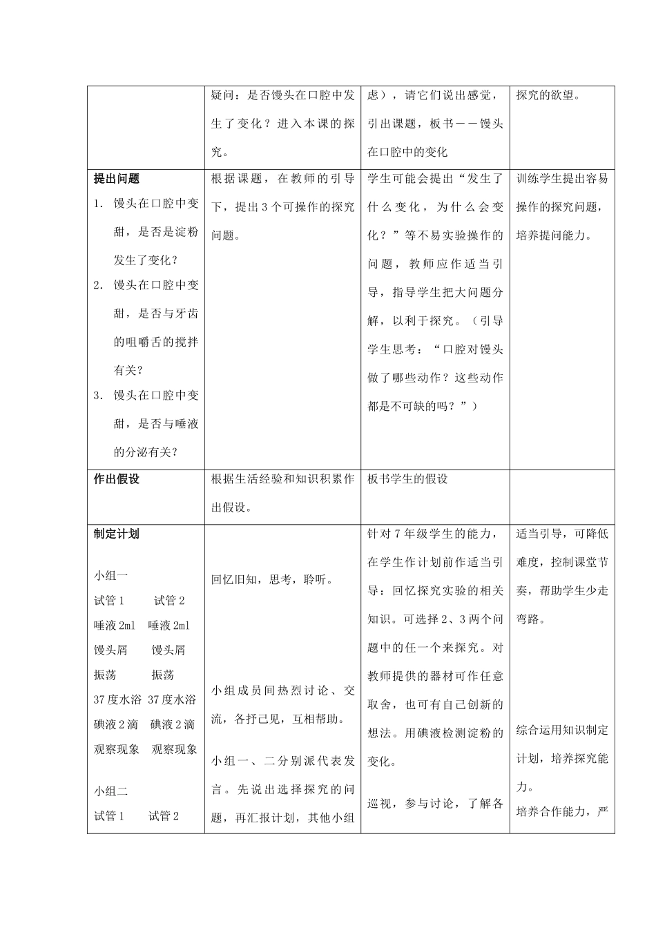 七年级生物下册 馒头在口腔中的变化教学设计 人教新课标版_第2页