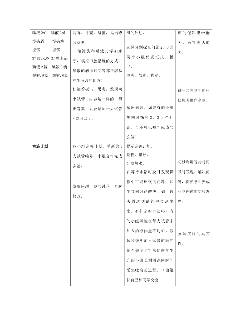 七年级生物下册 馒头在口腔中的变化教学设计 人教新课标版_第3页