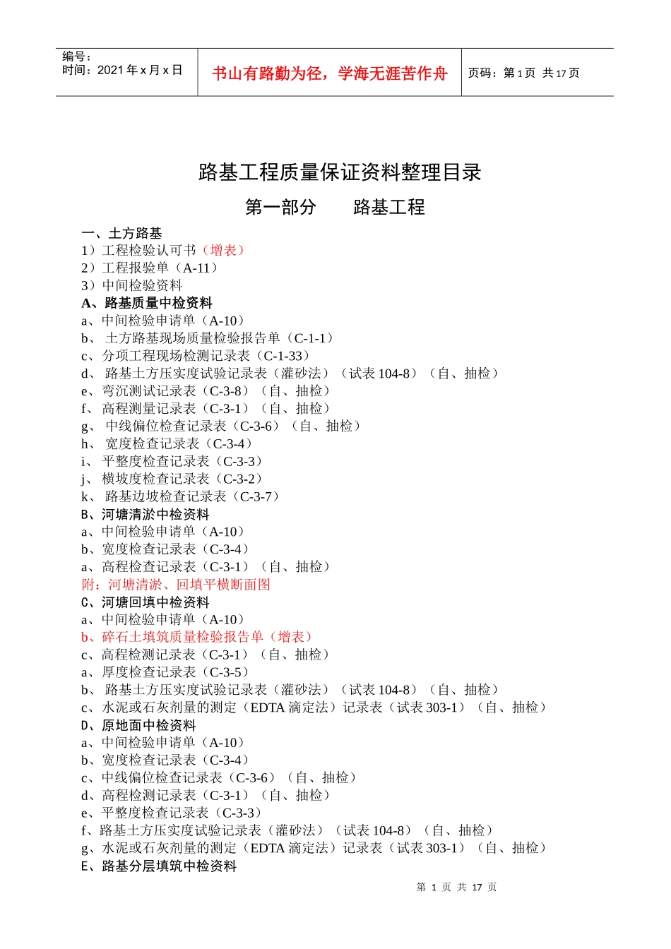 公路工程质量保证资料整理目录_第2页