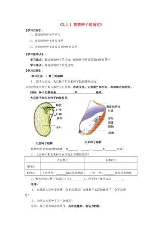 辽宁省辽阳市第九中学七年级生物上册《3.5.1 植物种子的萌发》学案（无答案） 新人教版