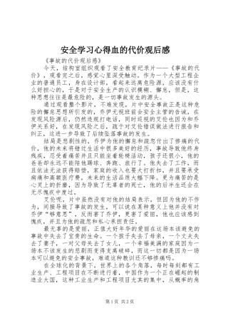 安全学习心得血的代价观后感 
